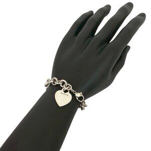 TIFFANY Authentic Silver Heart Charm Bracelet